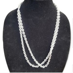 VINTAGE MADE IN GERMANY LONG SILVERTONED LIGHTWEIGHT ALUMINIUM CHAIN NECKLACE